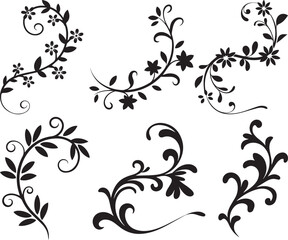 Floral vector design elements decorative ornaments swirls flourishes clip art set