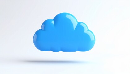 A 3d blue technology bubble-shaped cloud symbol with a computer icon represents the concept of cloud computing for internet communication and web design