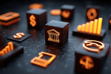 Abstract graphic design of financial icons