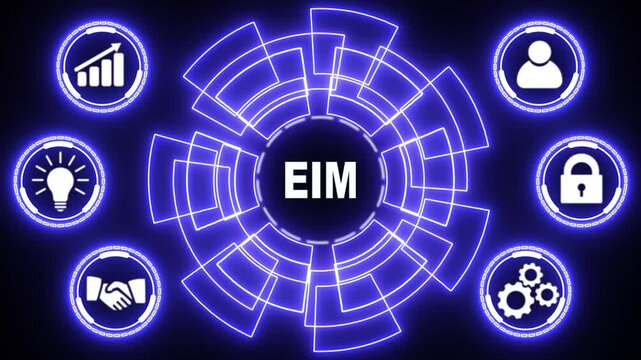 EIM Enterprise information management system. glowing animation.
