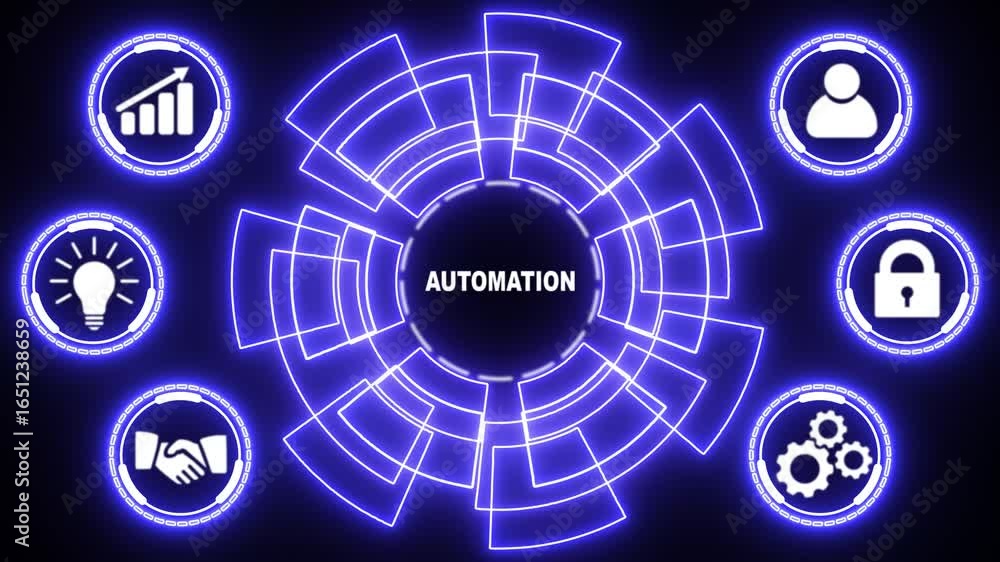 Poster automation software concept as an innovation. business, technology, internet and network concept. gl