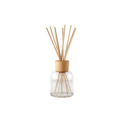 Elegant clear glass reed diffuser with wooden cap and natural reeds, perfect for creating a calming home ambiance and refreshing any space.