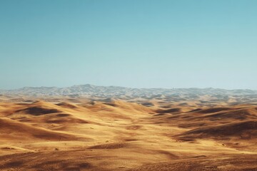 Vast desert landscape under a clear blue sky
