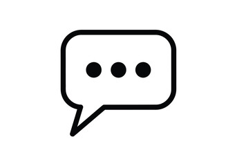 Naklejka premium Vector illustration of speech bubble icon with three dots inside, symbolizing conversation or thinking, isolated on white background