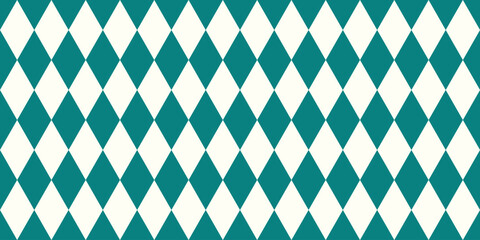 Stylish Teal and Ivory Christmas Rhombus Seamless Pattern with Plaid Texture Ideal for Modern Holiday Wrapping and Festive Decor