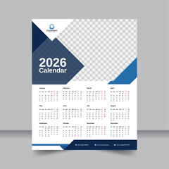 Happy New Year 2026, Minimalist Wall Calendar Design, Clean and Elegant Corporate Template
