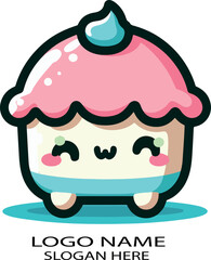 Cute kawaii cartoon logo icon vector .