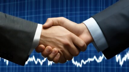 Two Business Professionals Shaking Hands Symbolizing Agreement and Partnership in a Modern Corporate Environment 4k video footage