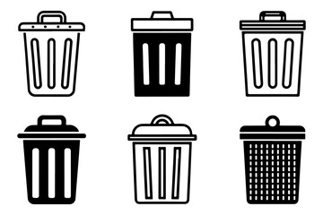 Trash bin dust ux ui user interface vector icon. Garbage, Rubbish, Refuse and waste Web and App icon in flat filled and outline stroke line art
