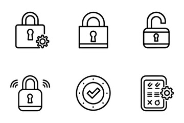 Lock and unlock ux ui user interface vector icon. Safety protected locker Web and App icon in flat filled and outline stroke line art