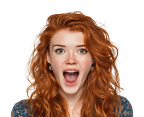 Exciting emotional expression portrait bright isolated on transparent background