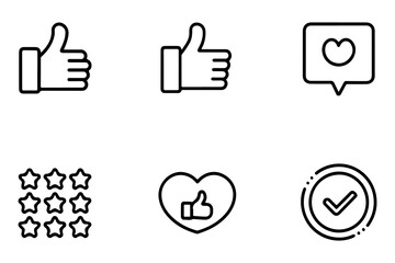 Like ux ui user interface vector icon. Thumb up love star Web and App icon in flat filled and outline stroke line art