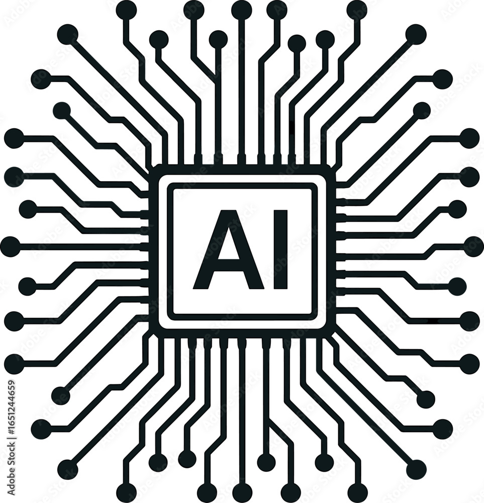 Aufkleber ai circuit network design | futuristic digital microchip concept | technology background vector