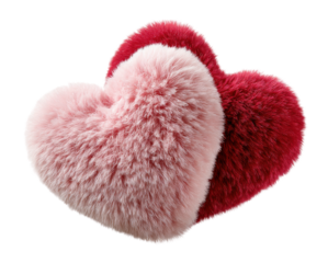 Valentine's day home heart-shaped plush cushions cozy isolated on transparent background