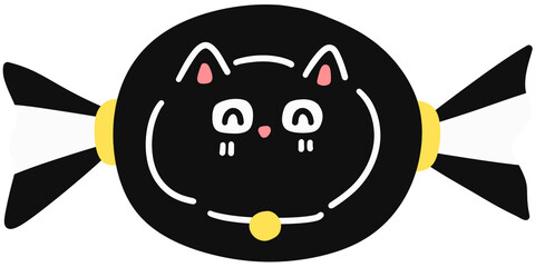 Halloween Candy Cat in Cute Style
