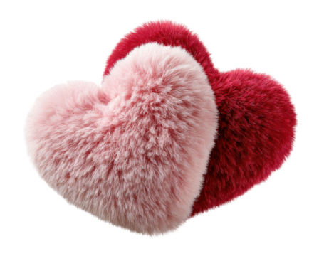Valentine's day home heart-shaped plush cushions cozy isolated on transparent background - Powered by Adobe