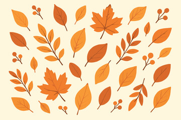 Fototapeta premium Autumn foliage vector: seamless leaf pattern for seasonal design and decoration