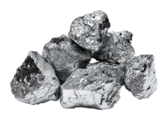 Mining silver ore industrial site collection metallic isolated on transparent background