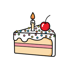 Birthday Cake Slice with Sparkles & Candle