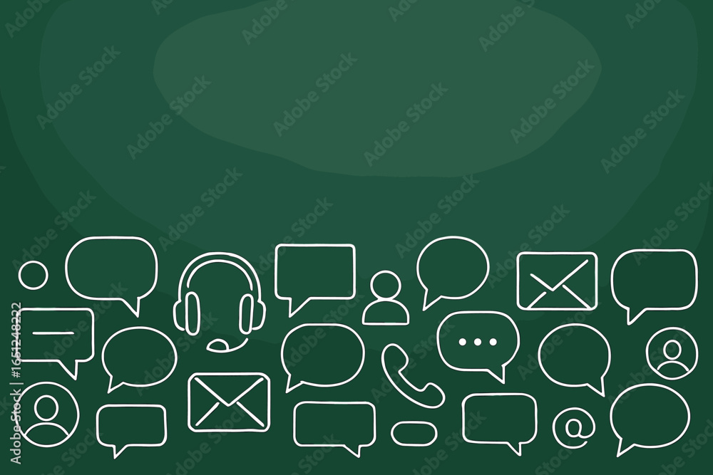 Aufkleber digital communication symbols vector: simple communication icons for modern messaging design