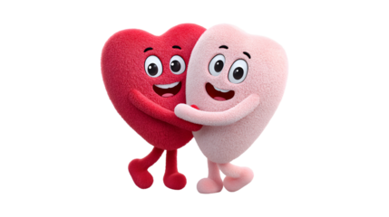 Two cute heart characters hugging friendship love Valentines Day