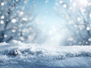 降り積もる雪と舞い散る雪の結晶