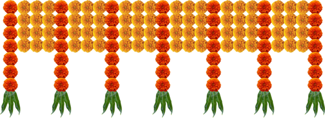 Orange red marigold hanging flower festive design