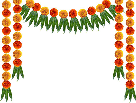 Marigold hanging welcome gate for festivals