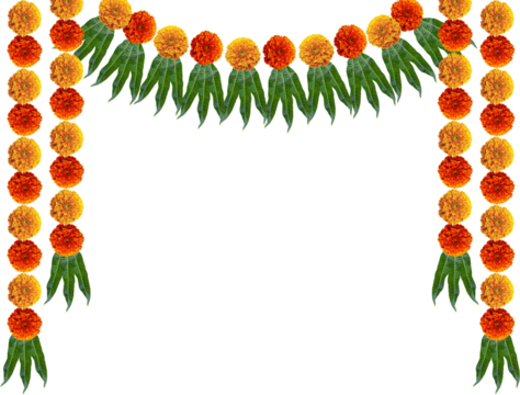 Marigold hanging welcome gate for festivals