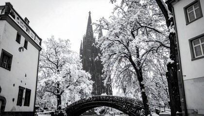 Snowy winter city scene