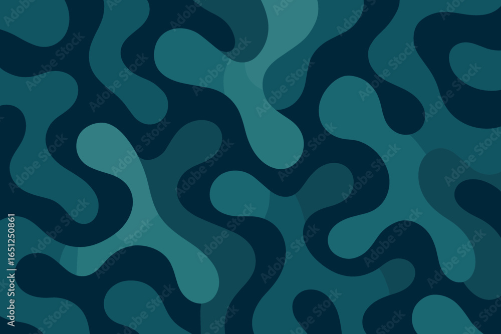 Poster teal amoeba pattern vector - abstract organic shapes and smooth flowing design