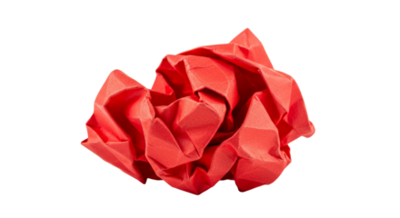 Crumpled red paper ball png isolated on transparent background