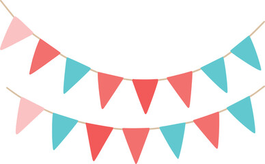 Obraz premium Colorful pennant banners design | vibrant, festive, decorative strings | party decor vector
