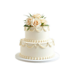 Elegant Wedding Cake with White Roses Wedding Venue Cake Design Celebration Close-up Culinary Art