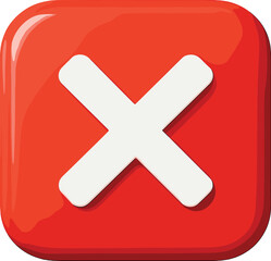Obraz premium Error icon vector - simple red button with white cross sign for web and ui design