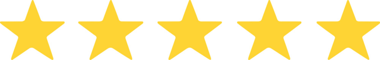 Aligned yellow stars vector | bright shining five-star horizontal pattern design