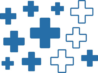 Obraz premium Blue medical crosses vector | healthcare and medical symbols in abstract design