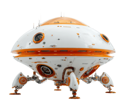 Futuristic spacecraft exploration outer space digital sci-fi isolated on transparent background