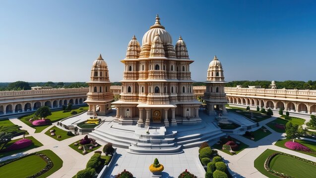 Majestic ram mandir architecture ayodhya temple cultural heritage aerial view spiritual significance