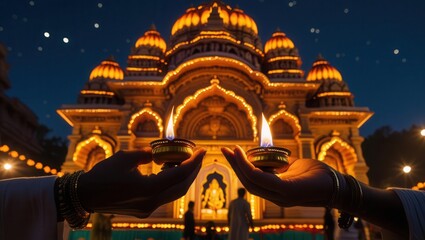 Divine celebration at ram mandir ayodhya a night of lights with diyas spiritual atmosphere cultural heritage