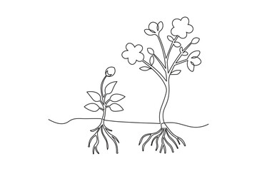 One line drawing of growth plane isolate outline minimalist continuous art illustration