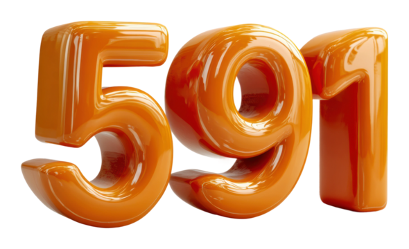 Dynamic 591 number display digital colorful environment creative isolated on transparent background