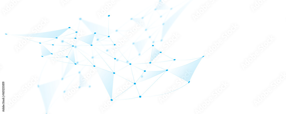 Poster blue white abstract polygon connection mesh digital technology futuristic communication high tech co