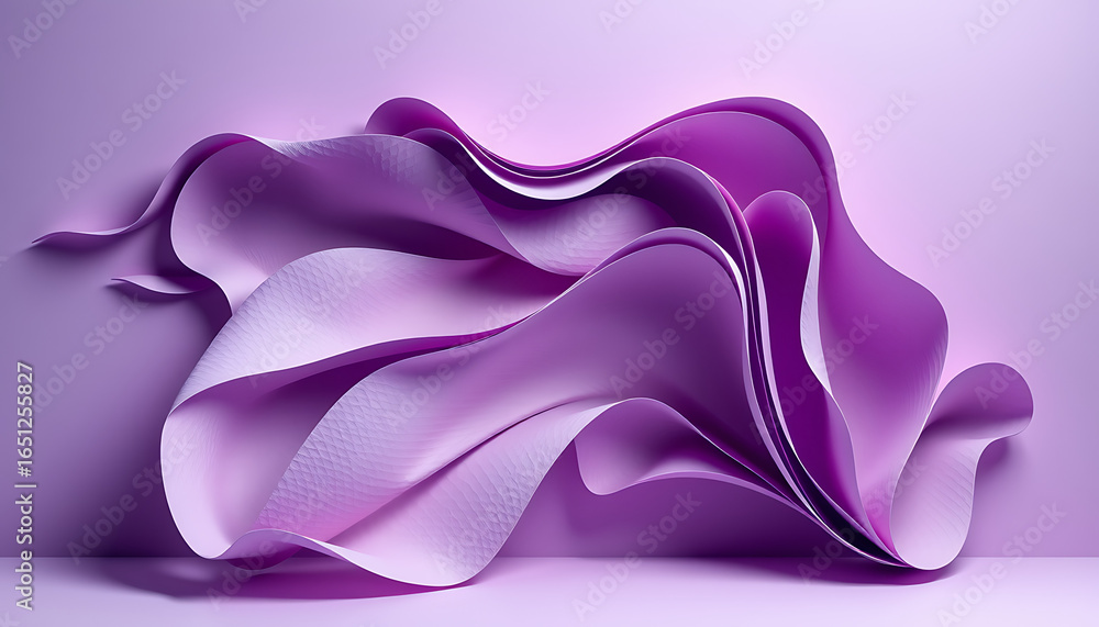 Poster abstract purple waves flowing gracefully on a soft lavender background creating a smooth texture