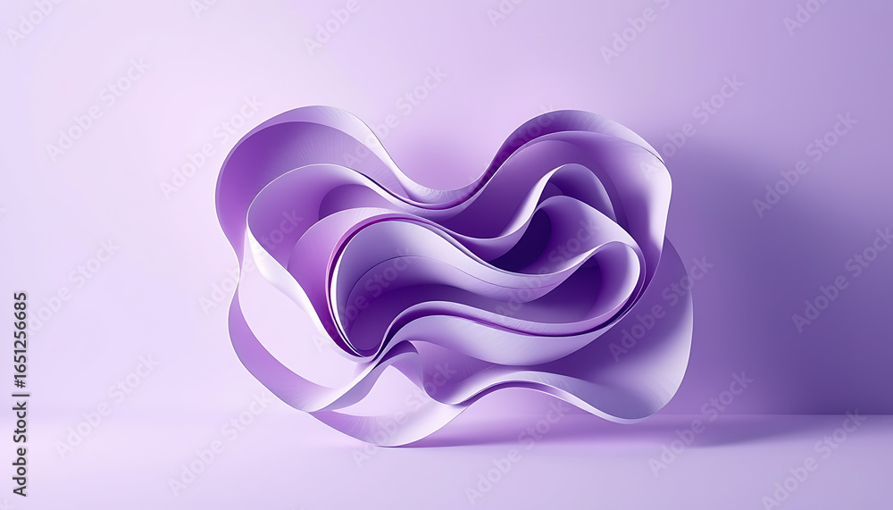Aufkleber abstract purple and white wavy shapes in a studio setting with soft lighting and clean background