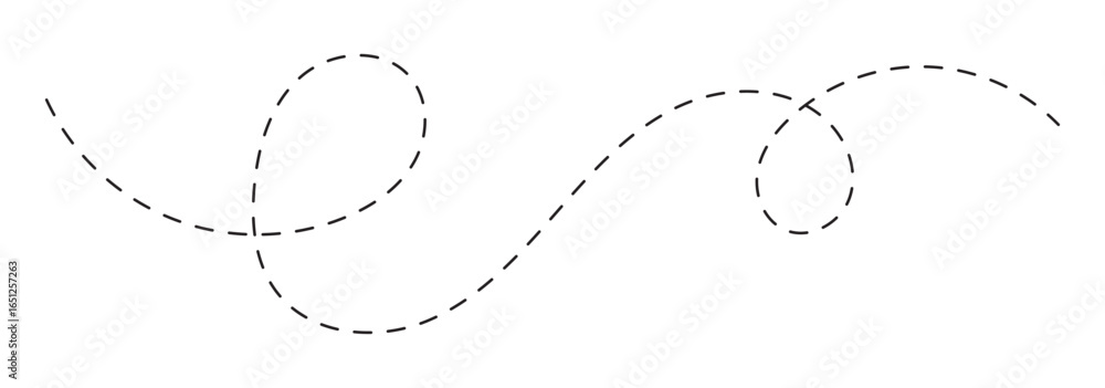 Aufkleber “abstract hand-drawn dotted line collection – curved and wavy dashed stroke vector set for sketch st