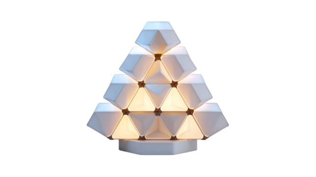 Modern white geometric tree lamp warm light design