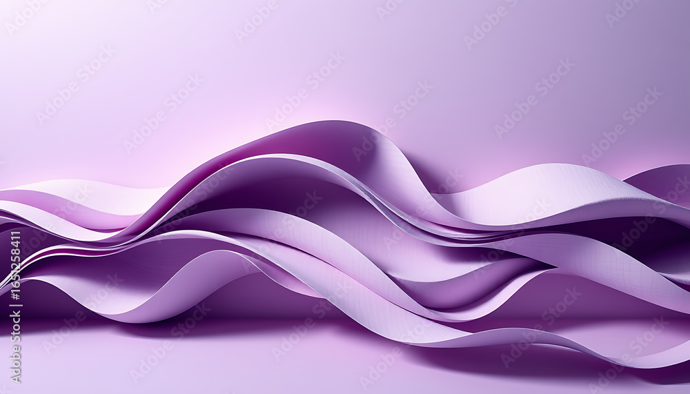 Poster abstract purple waves flowing smoothly across the surface with soft lighting and subtle gradients