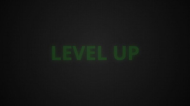  Level up sign appear background, animation loop with dynamic glitch distortion effect. seamless effect for trailer, Sales and title poster banner level up sign text effect