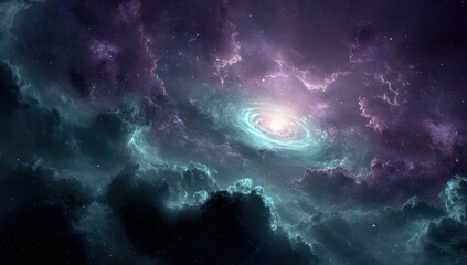 Cosmic nebula swirling in space